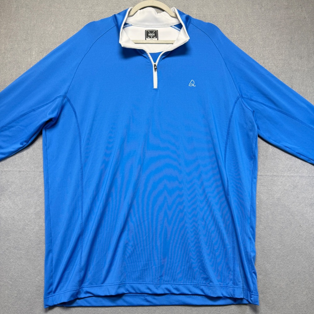 Deolax Mens 1/4 Zip Golf Pullover‎ Blue White Mock Neck XXL Performance Top